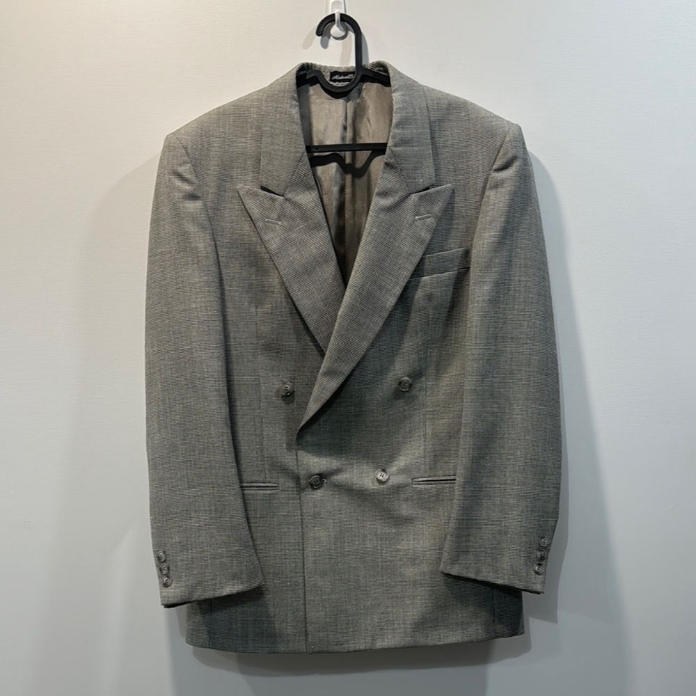 Made in Canada Double-Breasted Men's Blazer Houndstooth Design